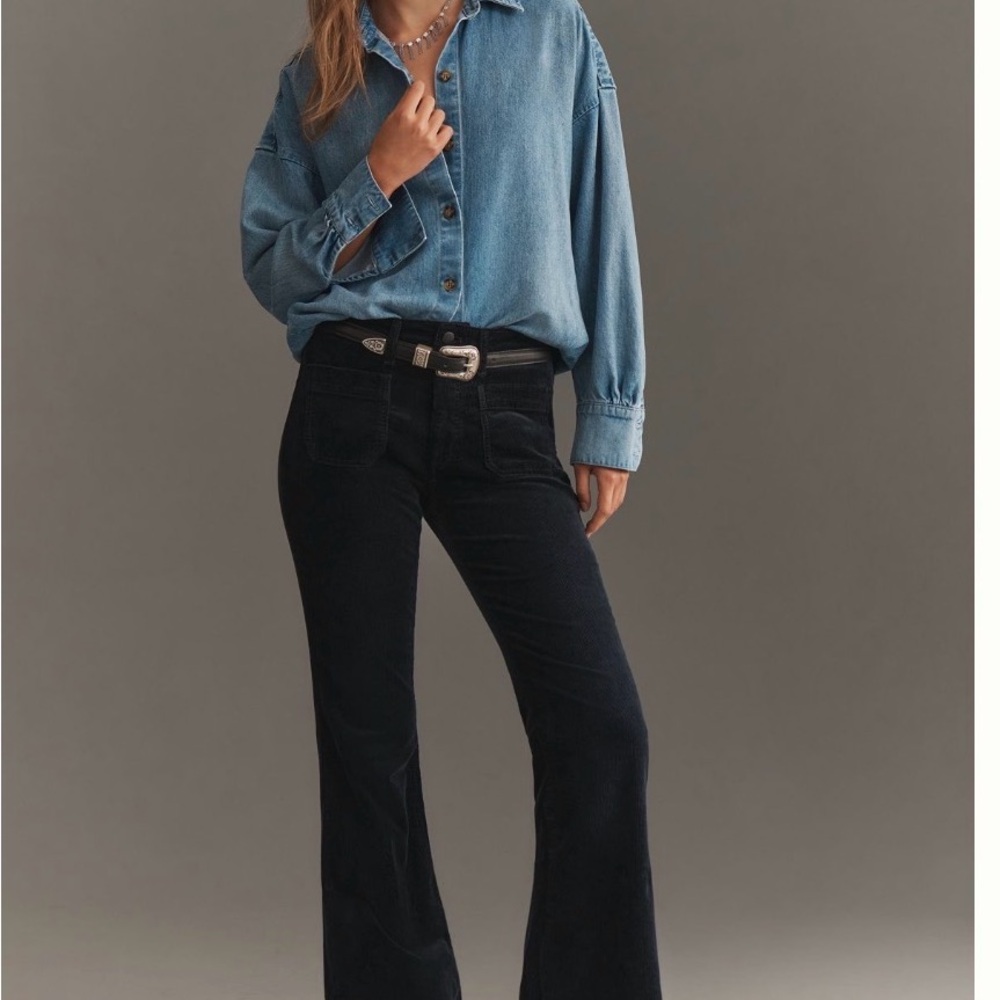 Anthropologie Black  Flare Corduroy Pants